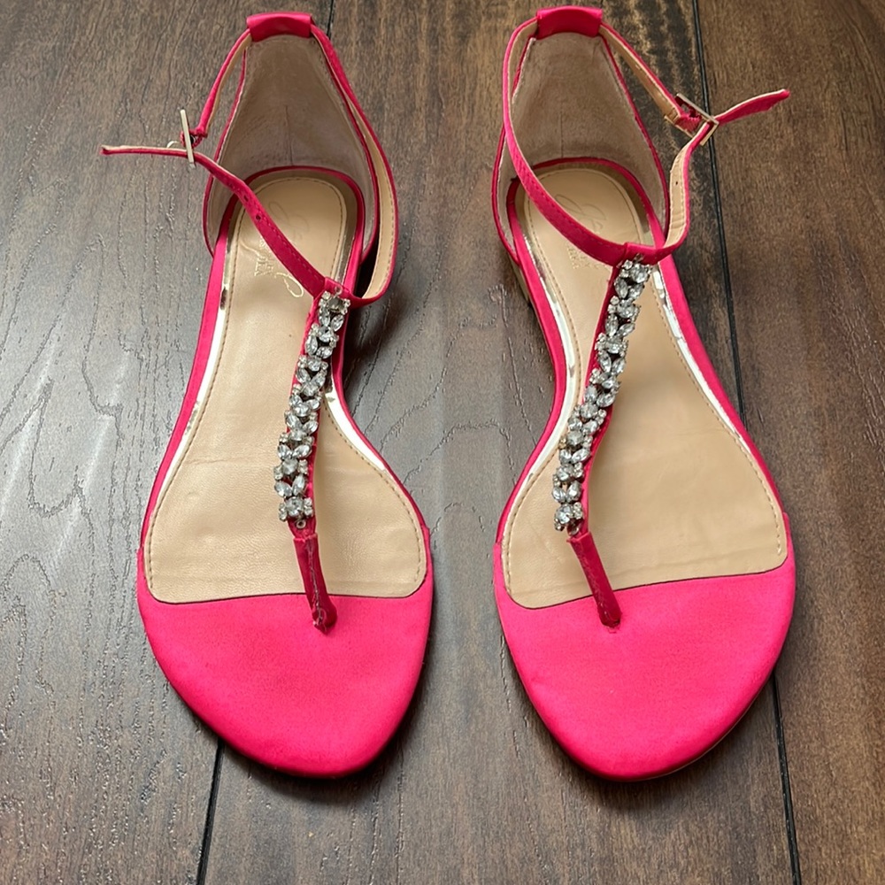 Badgley Mischka Jeweled Satin Sandals (size 7)